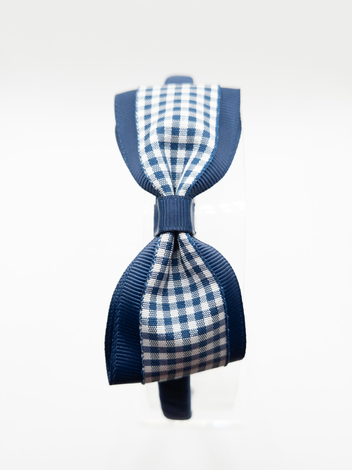 Navy Gingham Classic Bow Hairband