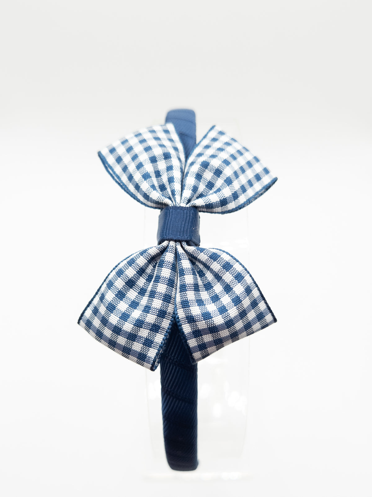 Navy Gingham Bow Hairband
