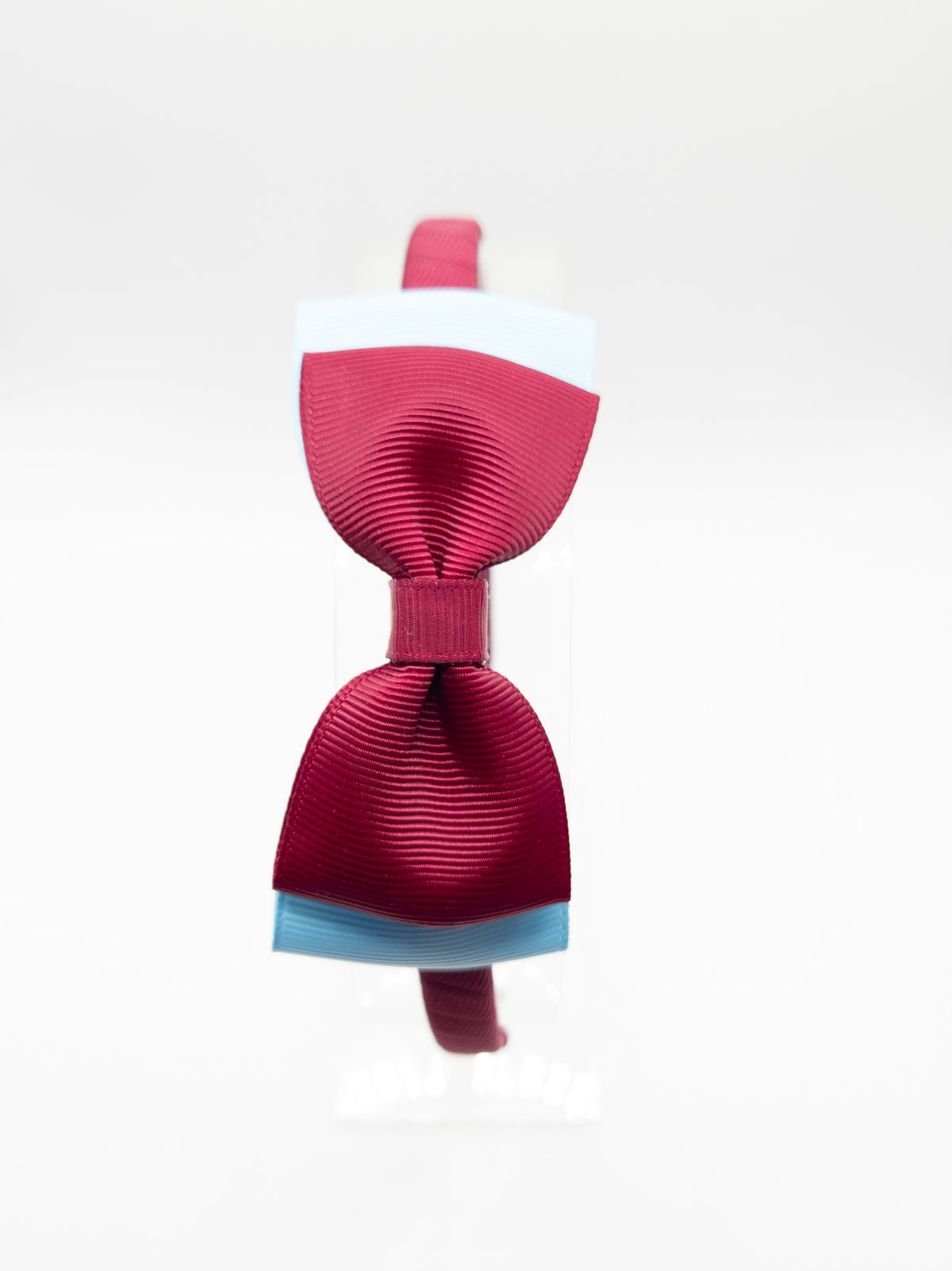 Burgundy & Pale Blue School Classic Bow Hairband