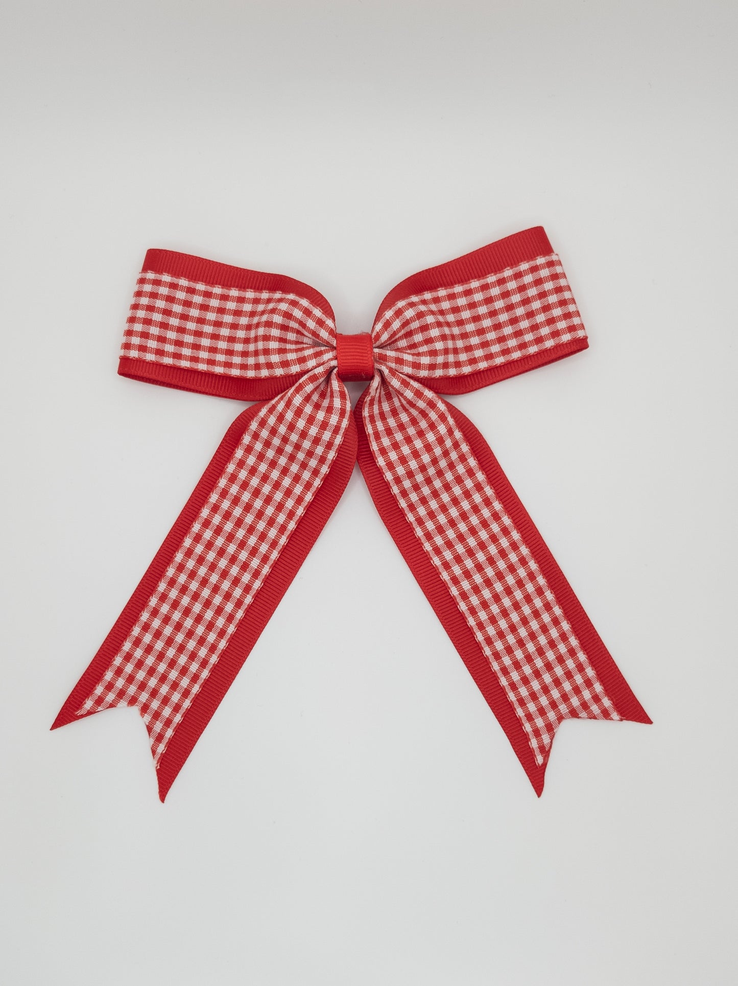 Red Gingham Bow With Tails