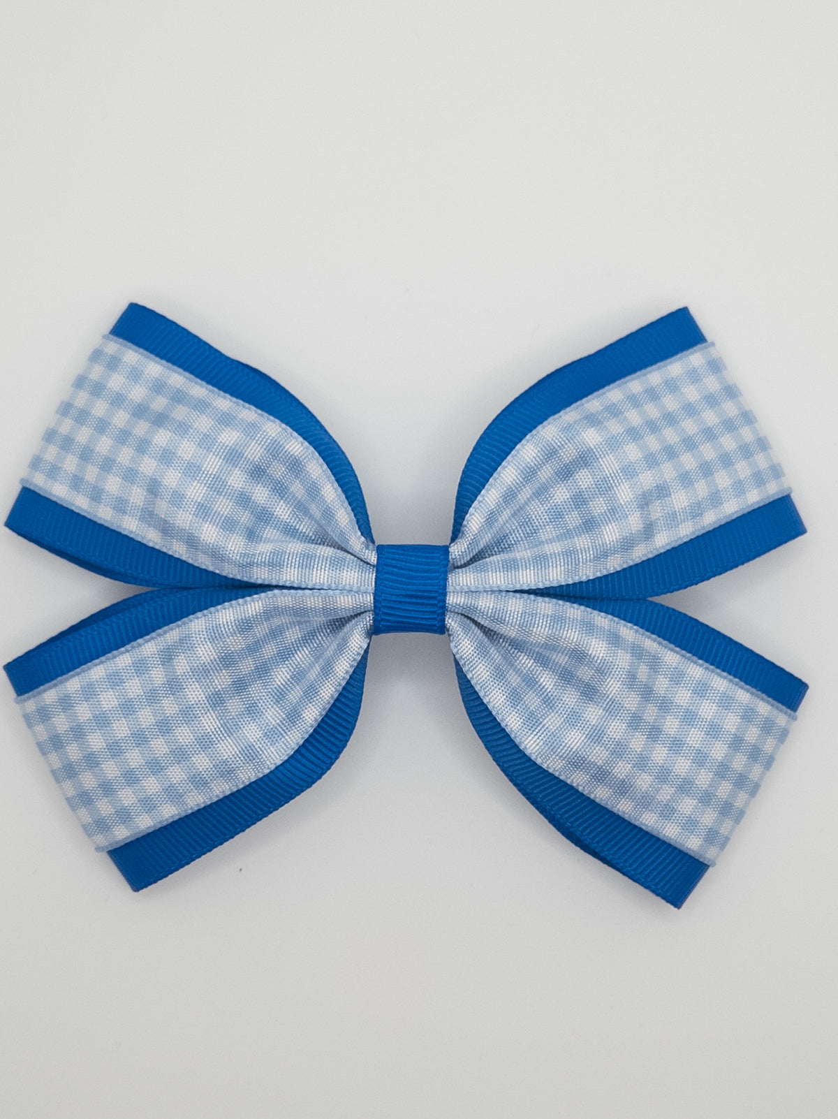 Blue Gingham Hair Bow
