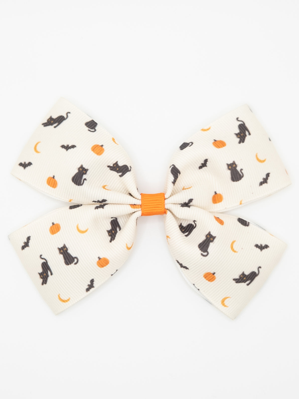 Black Cats & Pumpkins Print Hair Bow