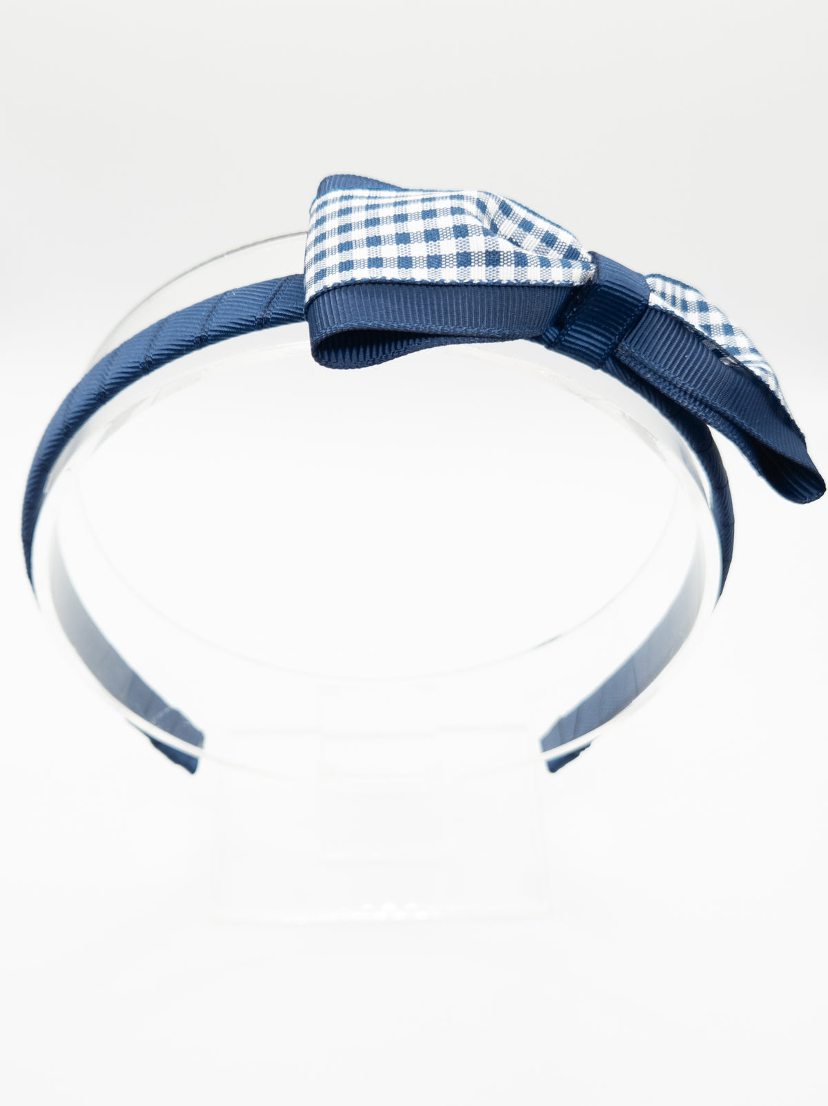 Navy Gingham Classic Bow Hairband