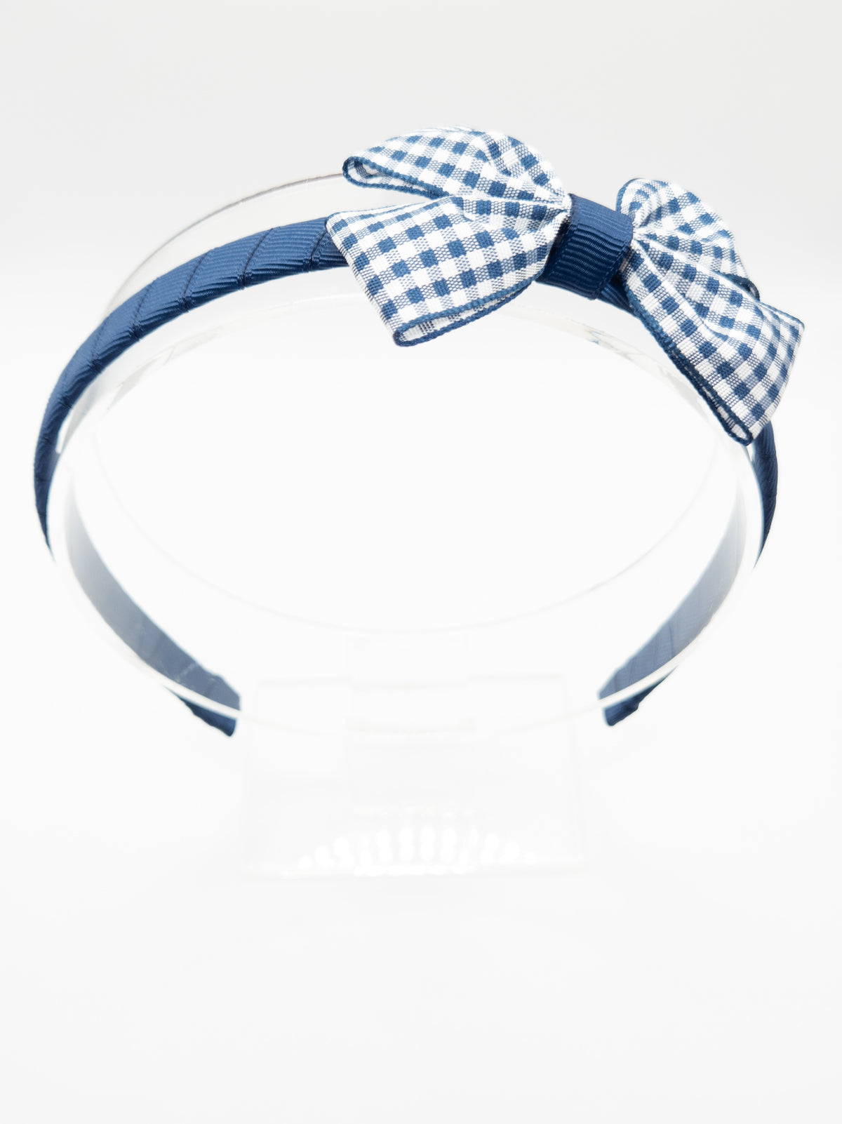 Navy Gingham Bow Hairband