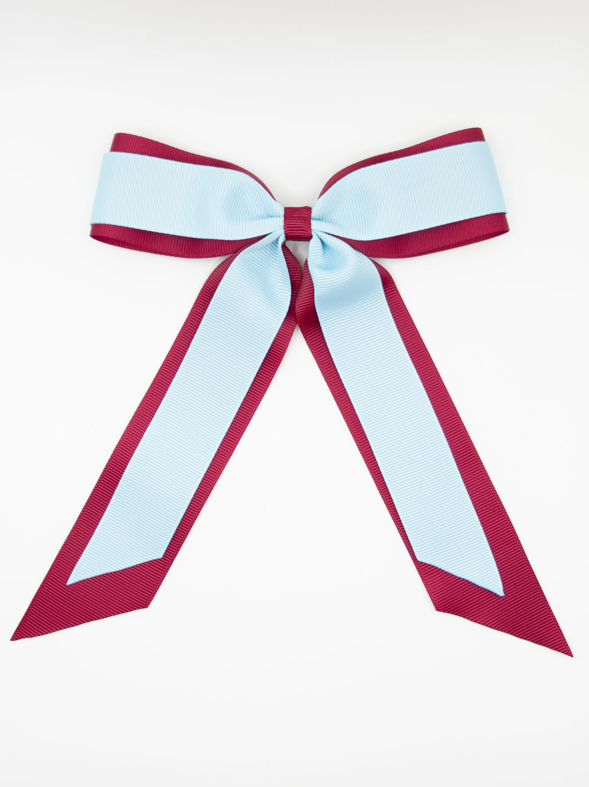 Burgundy & Pale Blue School Ribbon Bow with Tails