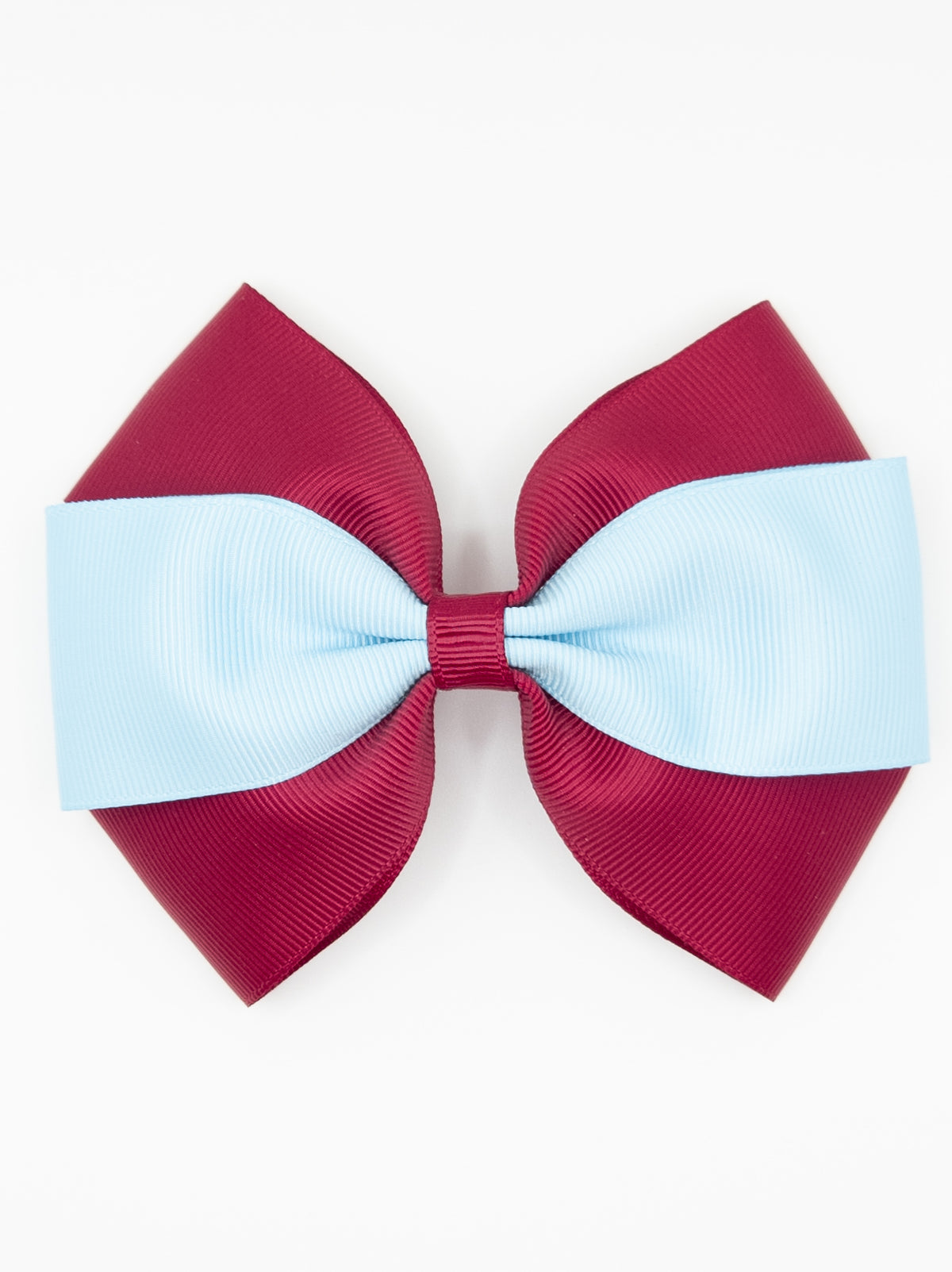 Burgundy & Pale Blue School Hair Bow