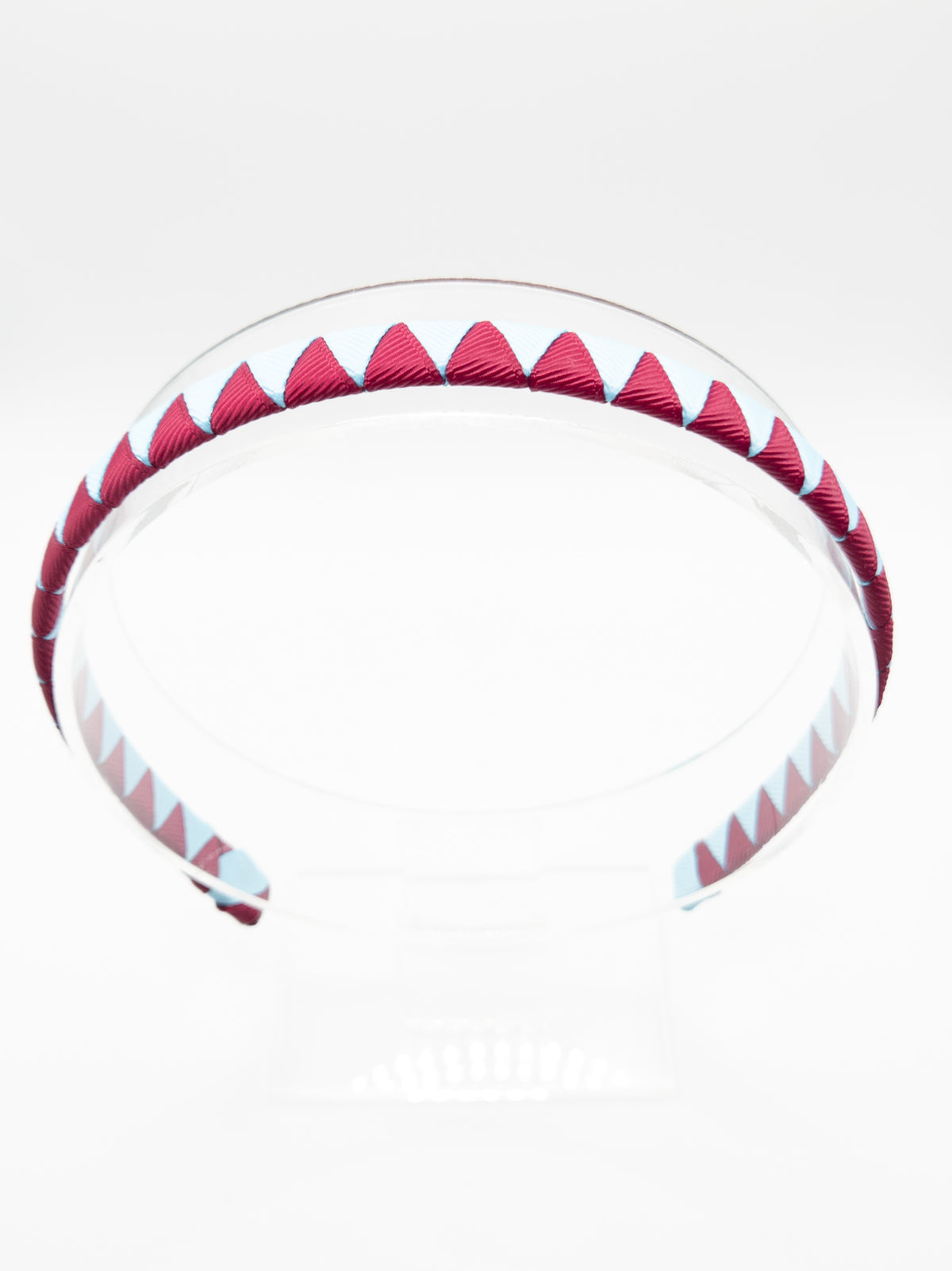 Burgundy & Pale Blue Grosgrain Wrapped Hairband
