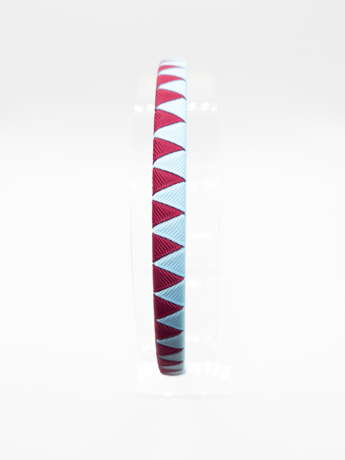 Burgundy & Pale Blue Grosgrain Wrapped Hairband