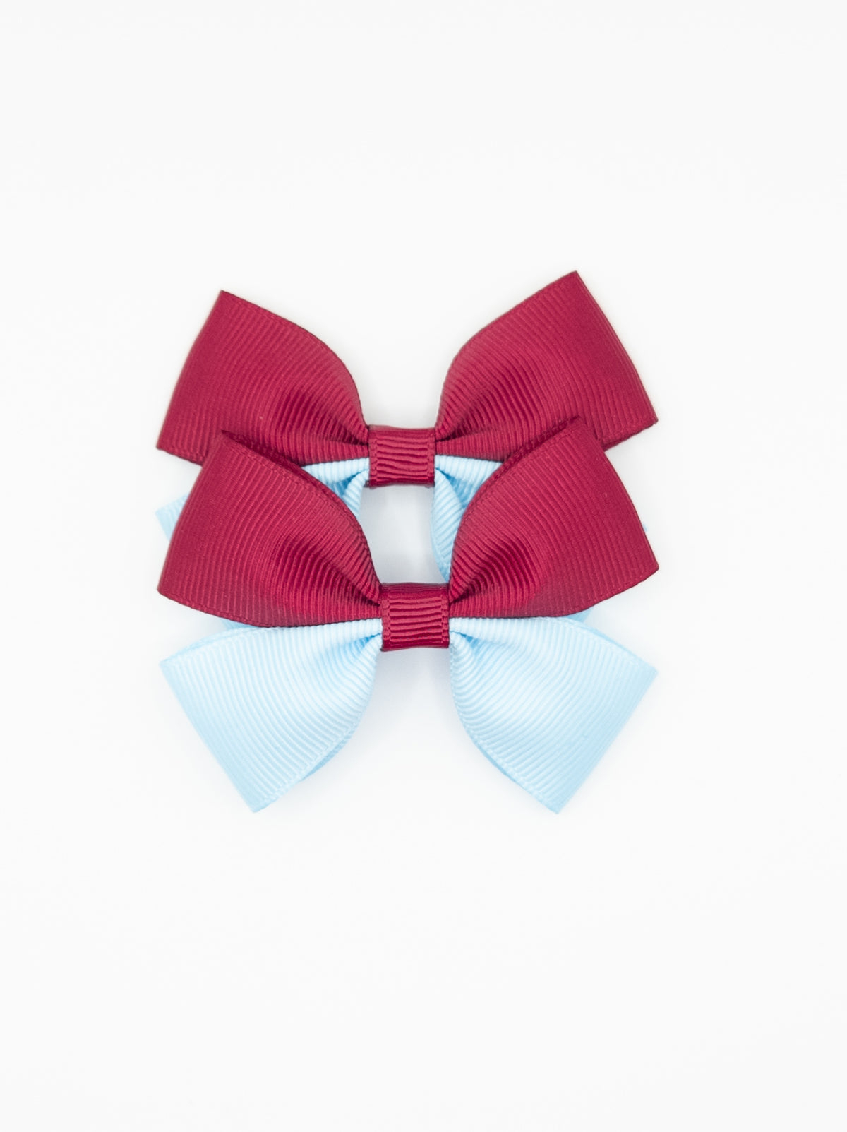 Burgundy & Pale Blue School Pigtail Bow Set