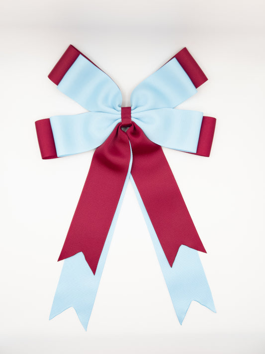 Burgundy & Pale Blue Statement School Bow