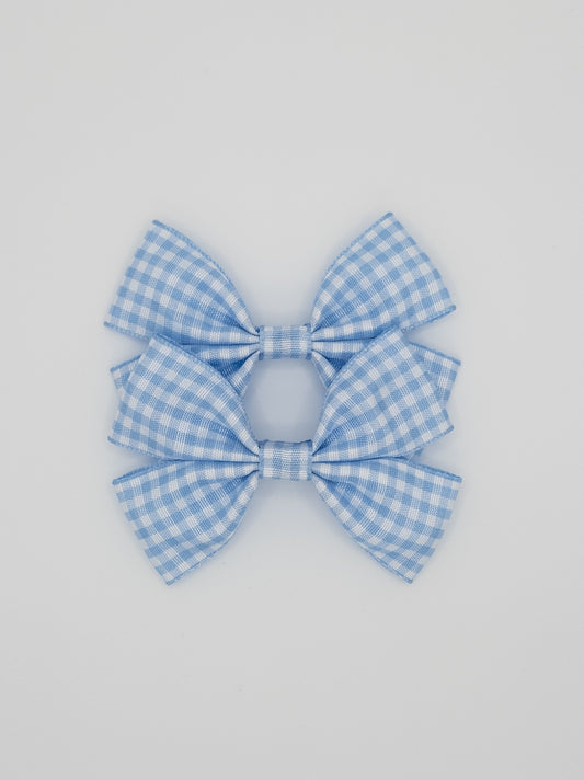 Blue Gingham Pigtail Set