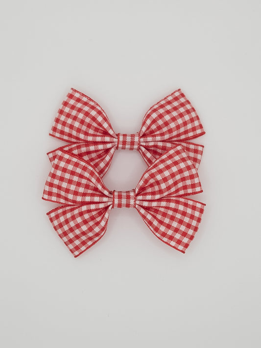 Red Gingham Pigtail Set