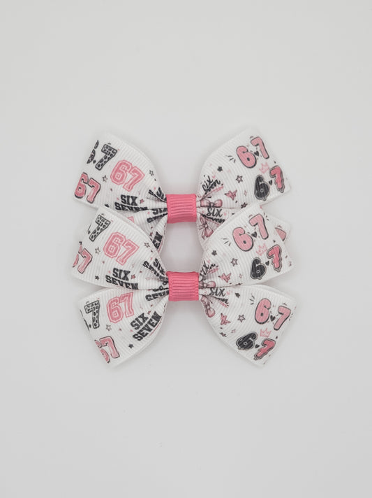 Six Seven Print Pigtail Bow Set