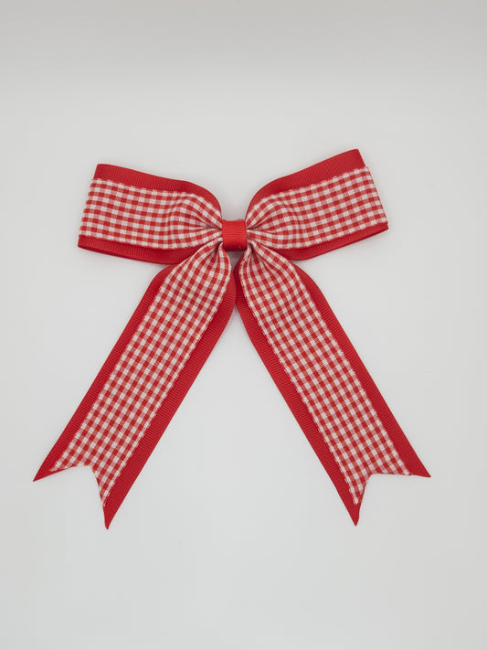 Red Gingham Bow With Tails