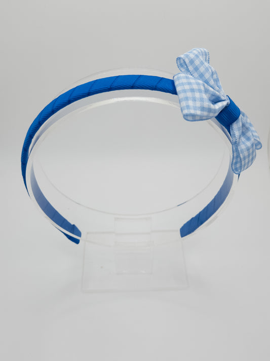 Blue Gingham Bow Hairband