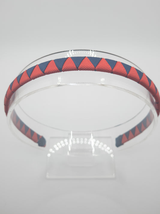 Navy & Red Grosgrain Wrapped Hairband