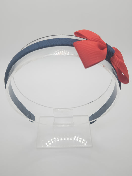 Navy & Red School Bow Hairband