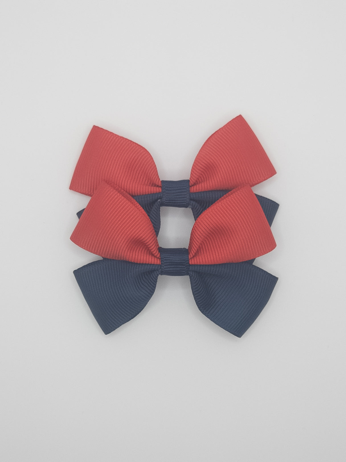 Navy & Red School Pigtail Bow Set