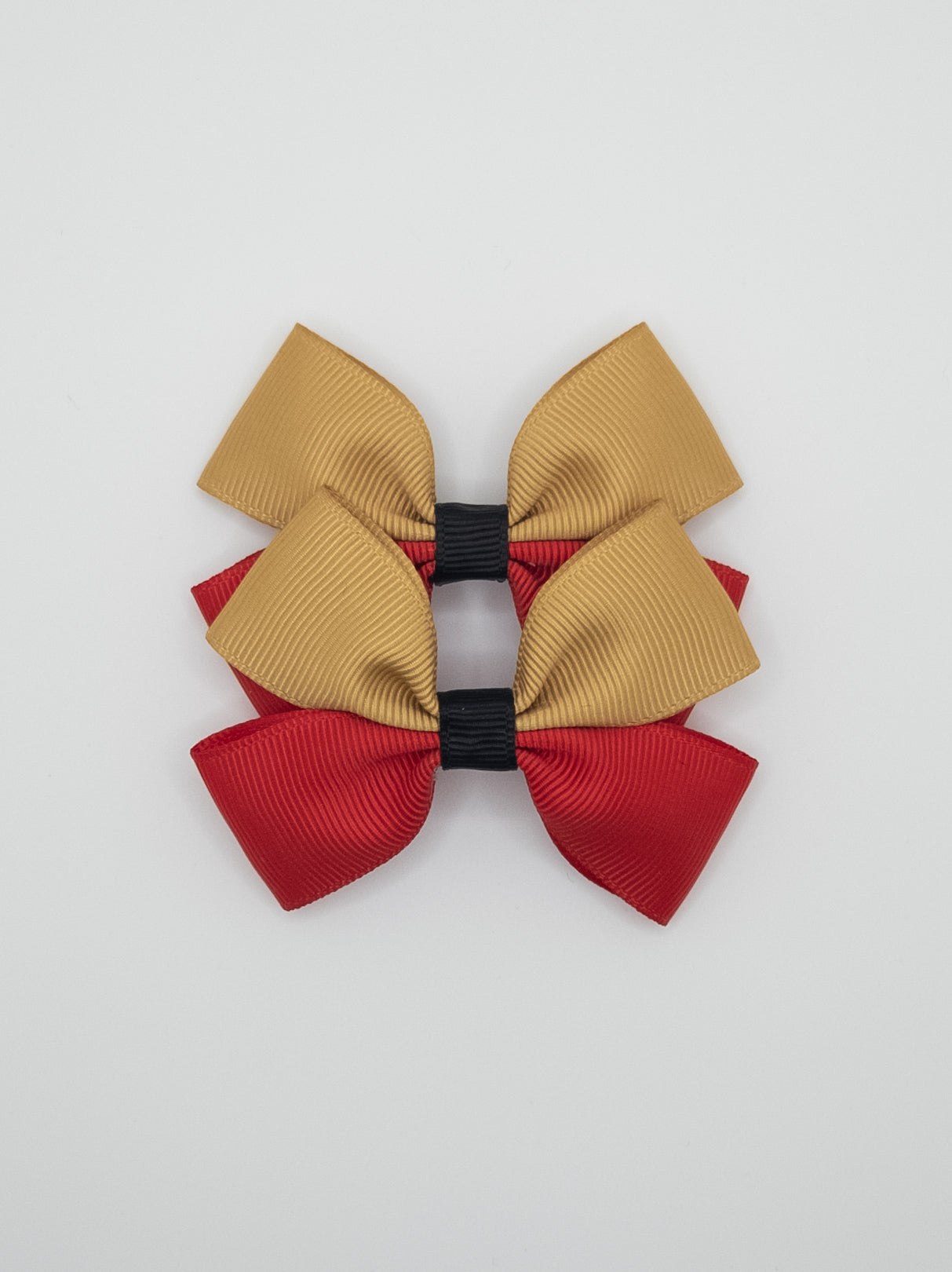 Black, Gold & Red School Pigtail Bow Set