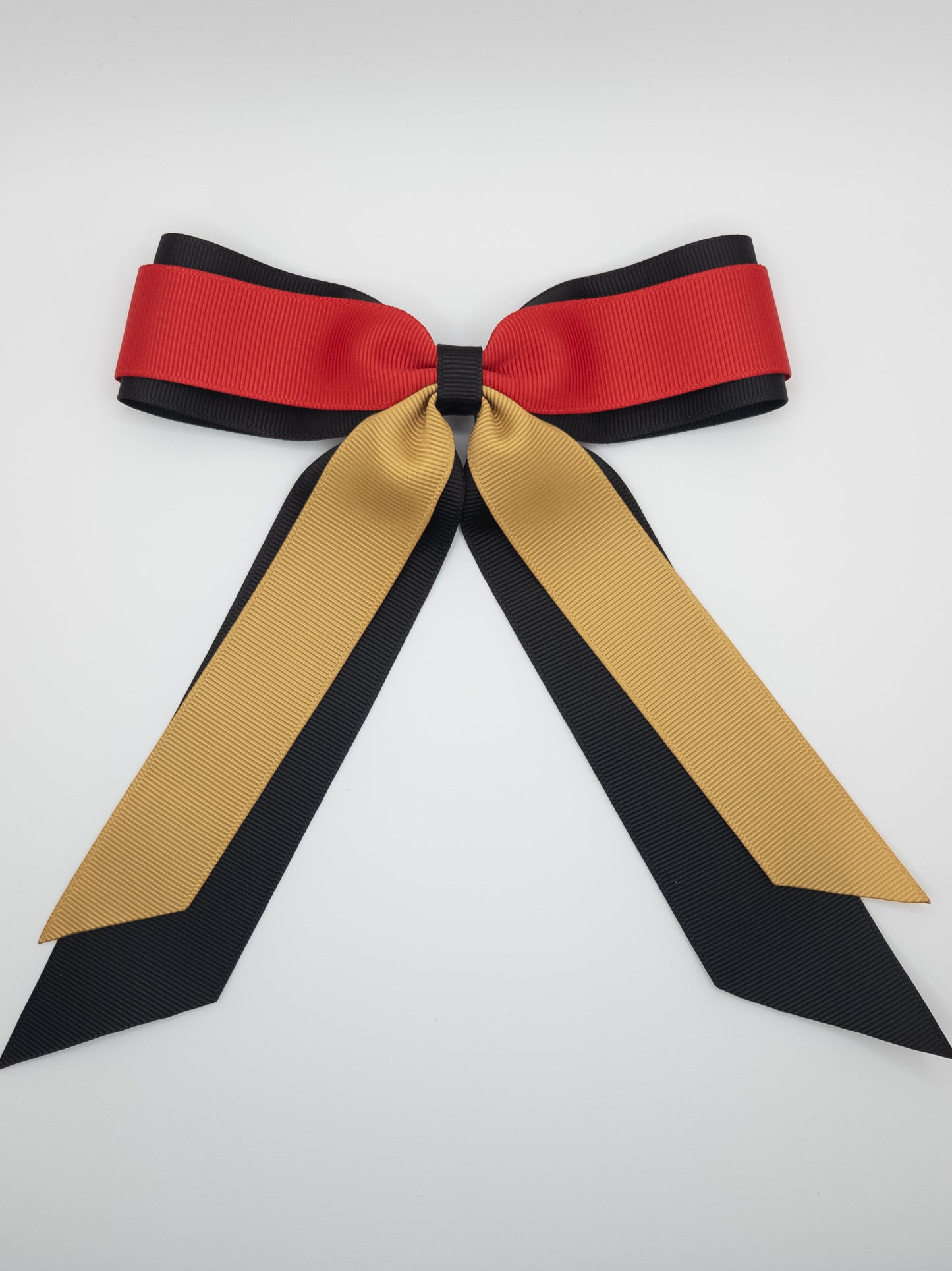 Black, Gold & Red School Ribbon Bow with Tails