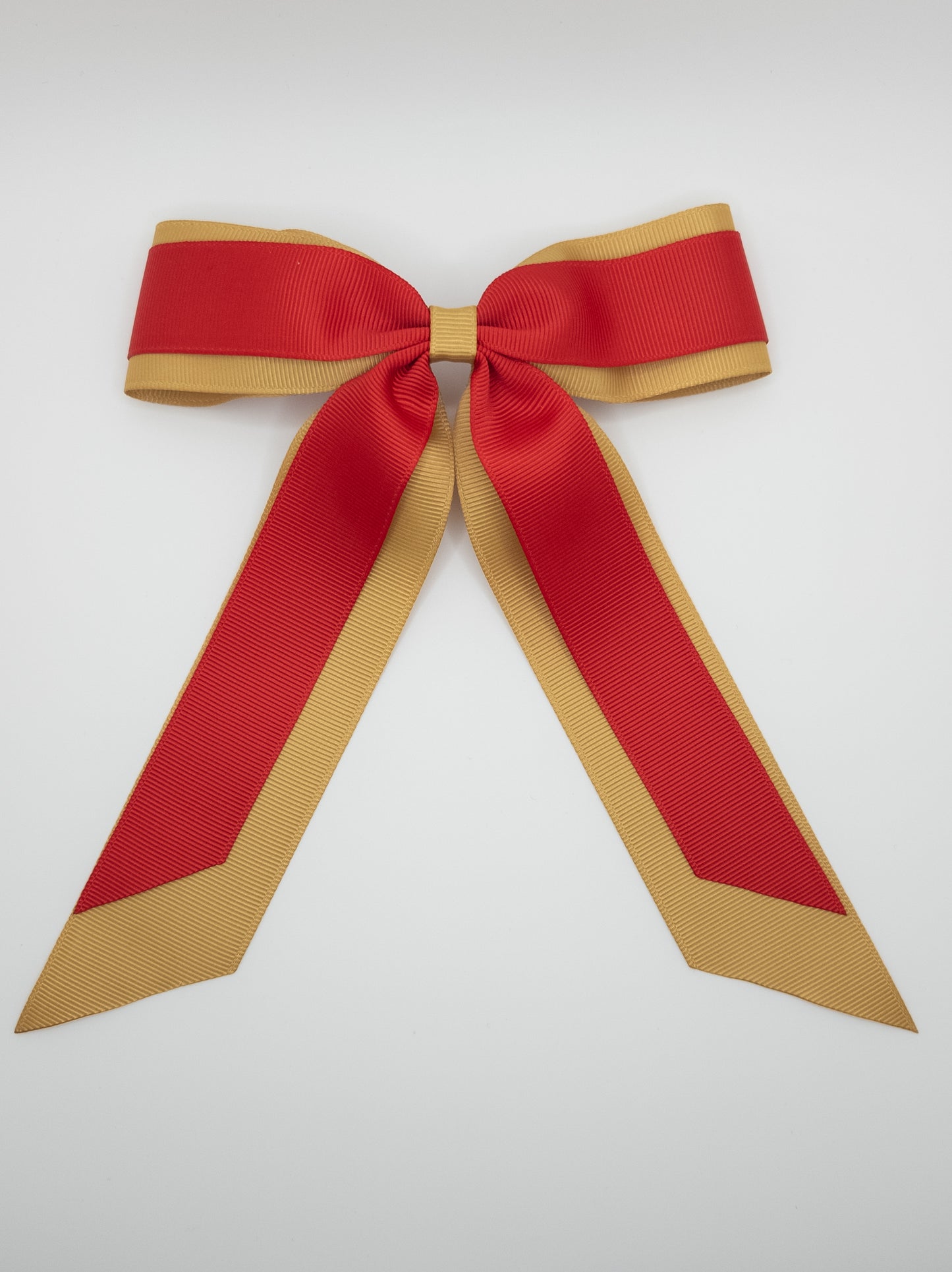 Gold & Red School Ribbon Bow with Tails
