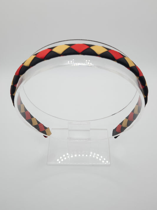 Black, Gold & Red Grosgrain Wrapped Hairband