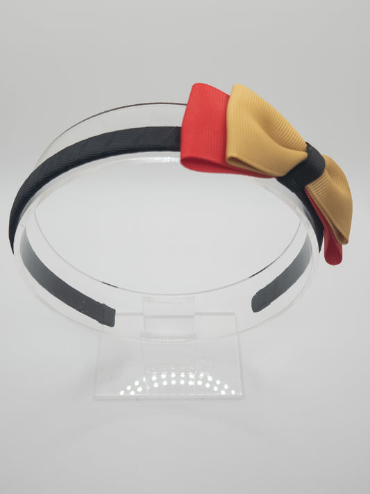 Black, Gold & Red School Classic Bow Hairband