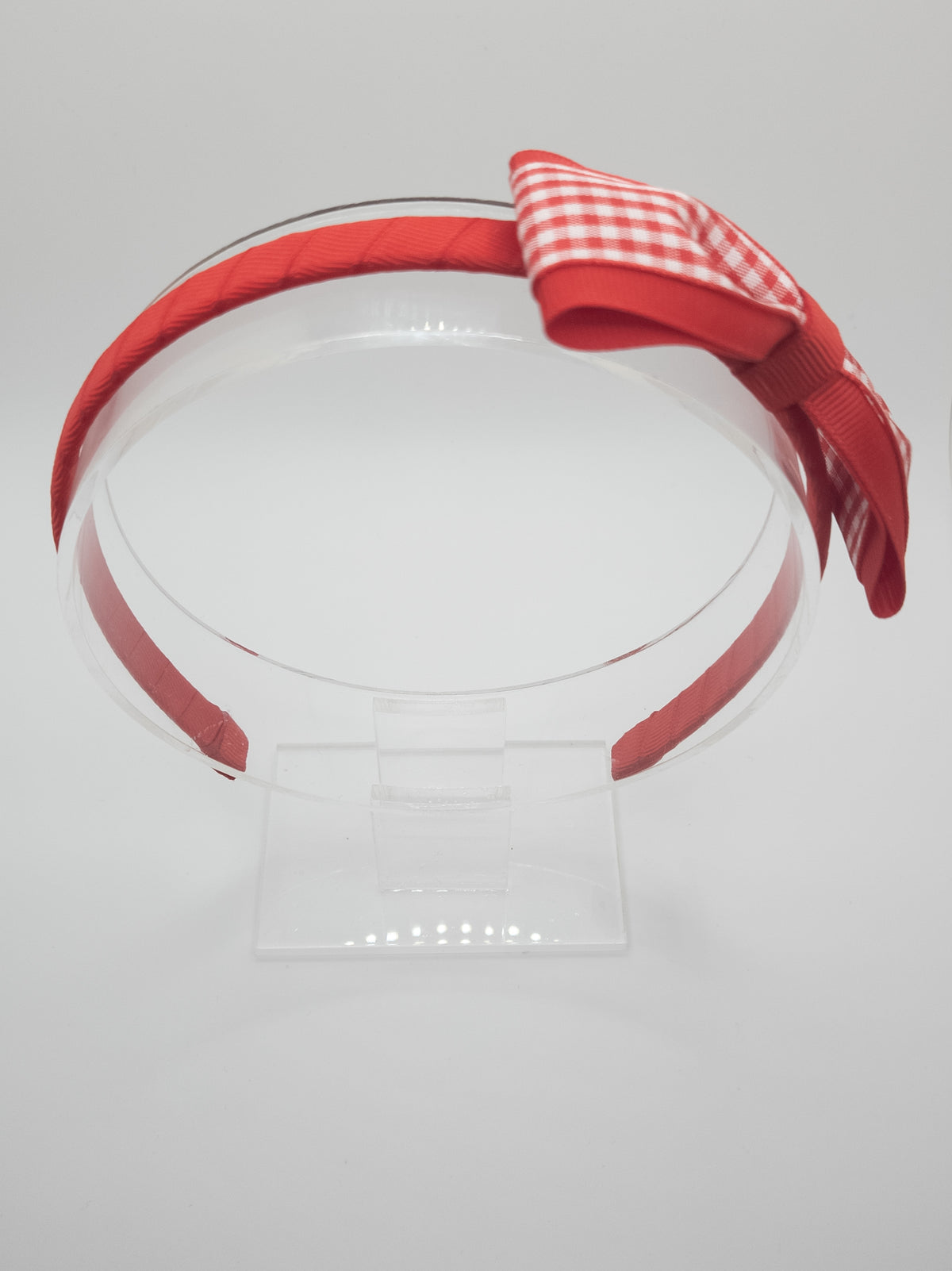 Red Gingham Classic Bow Hairband