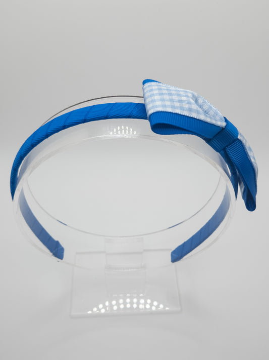 Blue Gingham Classic Bow Hairband