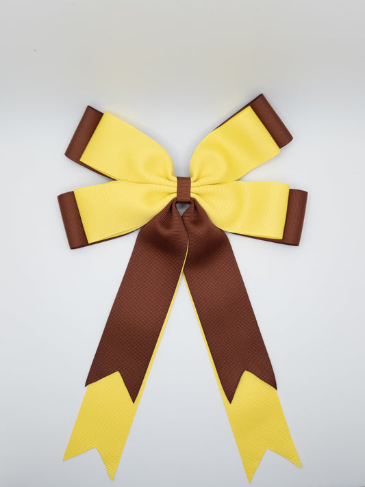 Brown & Yellow Statement School Bow