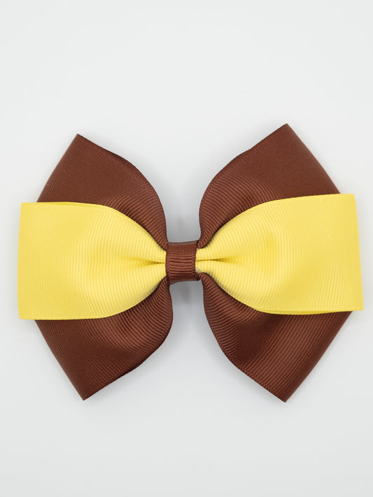 Brown & Yellow School Hair Bow