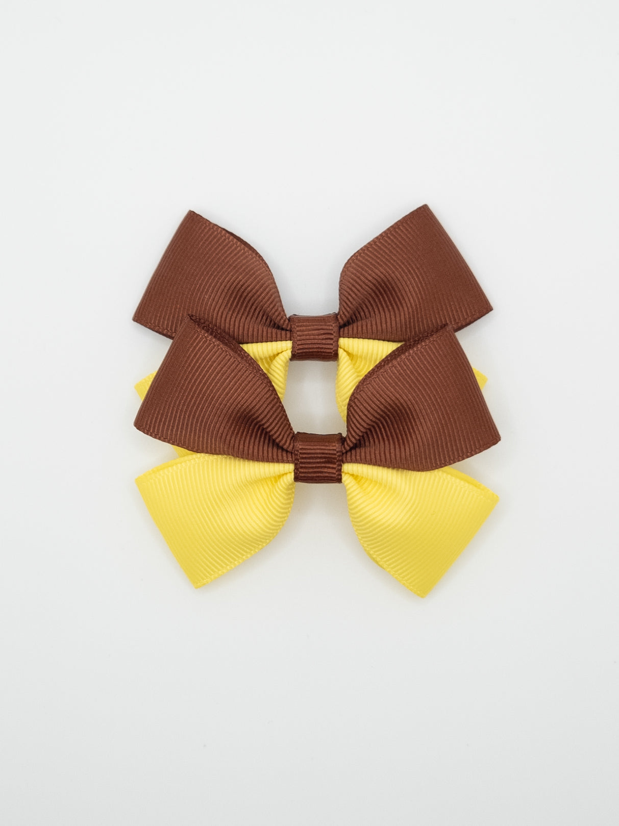 Brown & Yellow School Pigtail Bow Set
