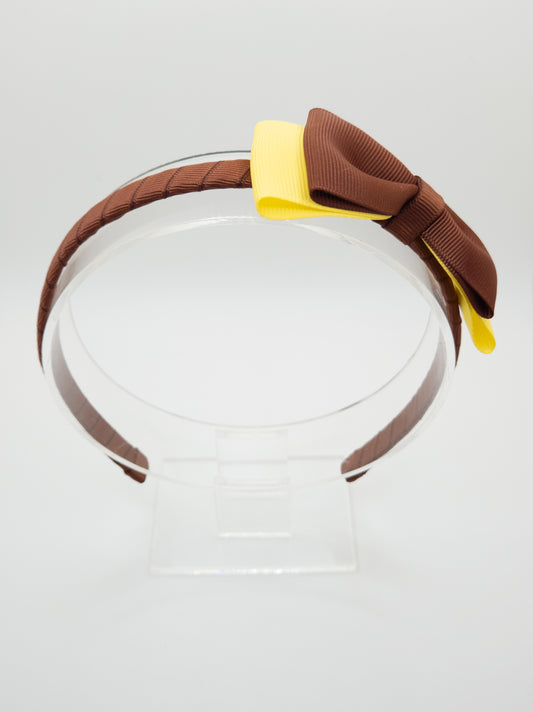 Brown & Yellow School Classic Bow Hairband