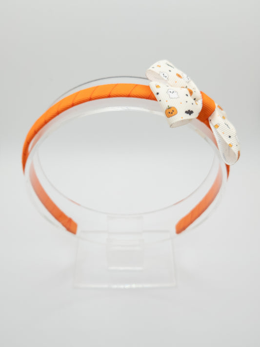 Ghosts & Pumpkins Print Bow Hairband
