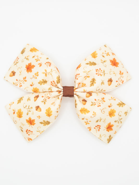 Autumn Leaves & Acorns Print Hair Bow