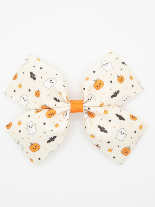 Ghosts & Pumpkins Print Hair Bow