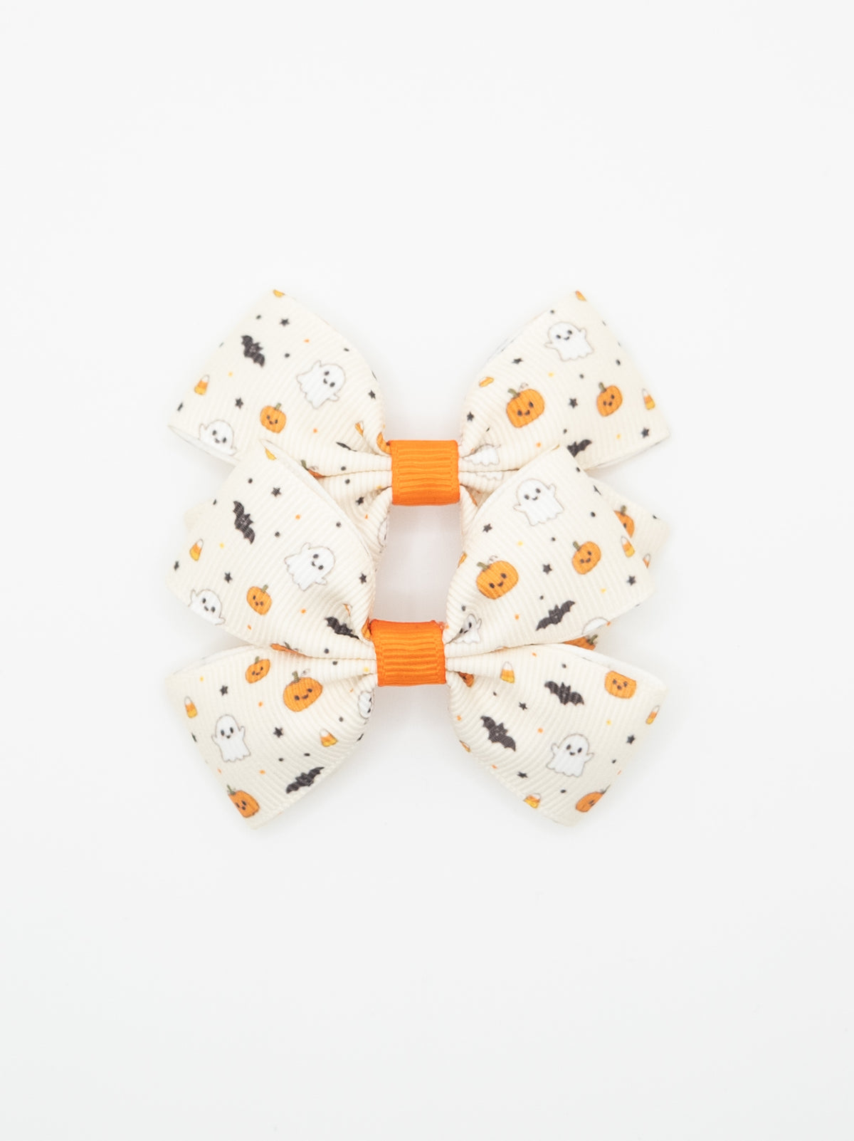 Ghosts & Pumpkins Print Pigtail Bow Set