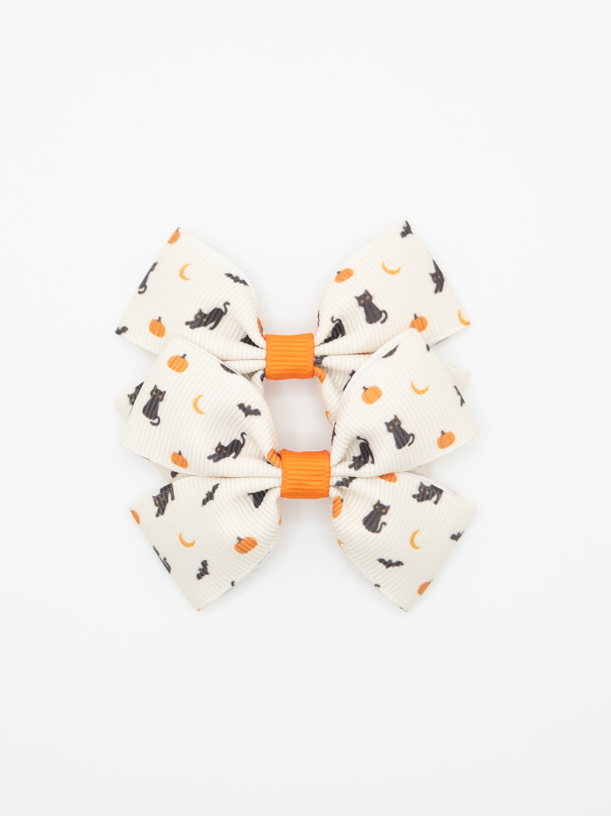 Black Cats & Pumpkins Print Pigtail Bow Set