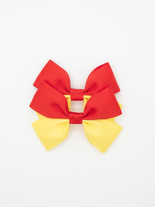 Red & Yellow School Pigtail Bow Set