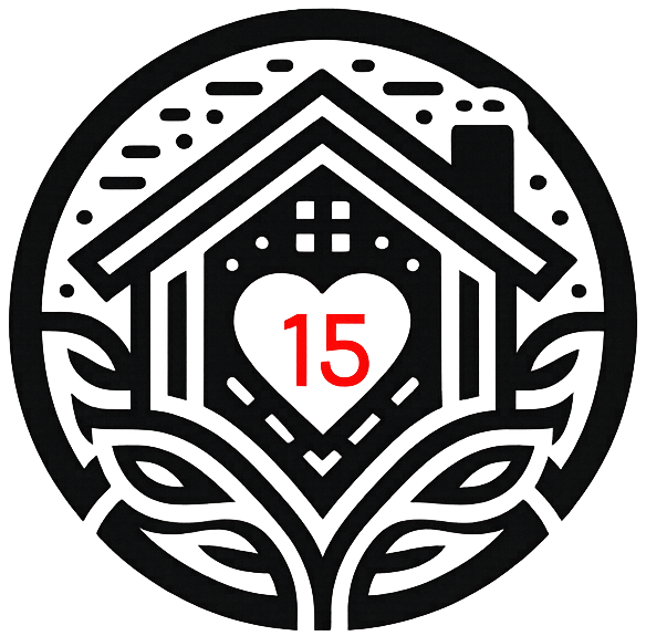 Craft15 house logo with red number 15